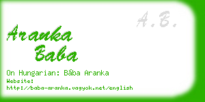 aranka baba business card